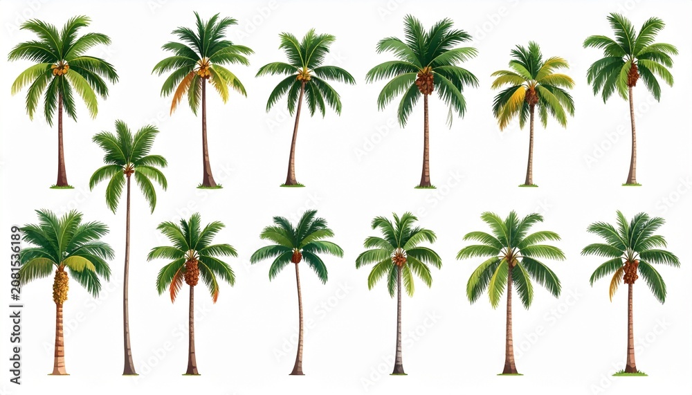 Fototapeta premium Tropical palm leaves arrangement on white background.