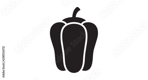 Bell Pepper Vector Icon Black Capsicum Silhouette Isolated On White Background