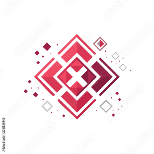 Abstract Geometric Cross with Diamond and Arrow Shapes