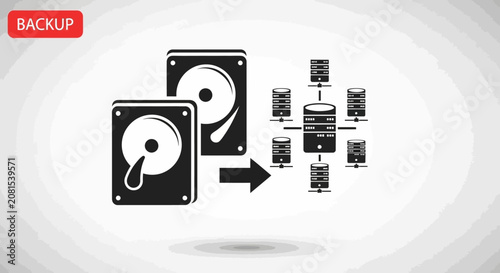 Fotografie Data Backup and Recovery Process Illustration.