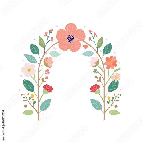 Colorful floral arch vector illustration