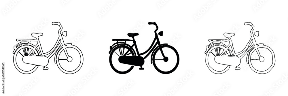 Obraz premium Classic moped silhouette and outline illustrations for design
