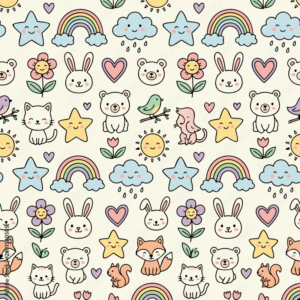 Fototapeta premium seamless pattern with funny animals