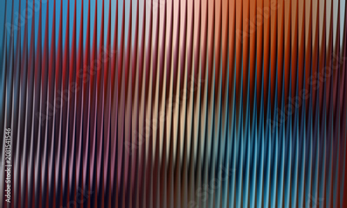 Quadro su tela Pleats in geometric pattern with colorful gradient light reflection