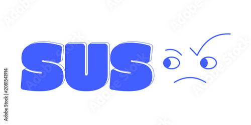 Foto Sus monochromatic blue reaction word