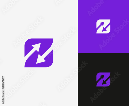 Letter Z Double Arrow Swirl Logo