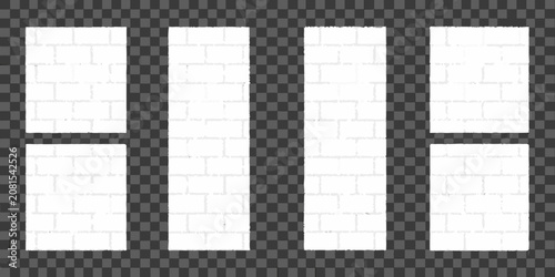 Obraz na plátně White Brick Wall Silhouettes With Transparent Background Repeating Pattern