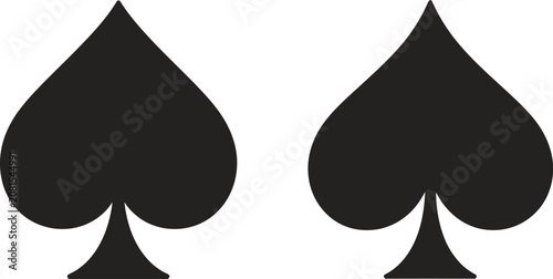 Black Spade Playing Card Symbol Vector Set Featuring Classic French Card Suit Icons