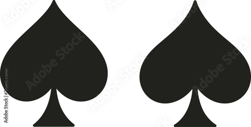 Black Spade Playing Card Symbol Vector Set Featuring Classic French Card Suit Icons