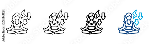 Stress Reduction Icon Different Style Outline Collection Set Vector Illustration