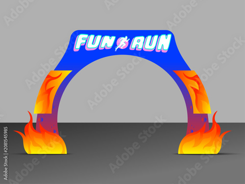 Modern Colorful Exhibition Fun Run Entrance Gate. Vector Template for Event, Expo, Festival and Corporate Branding