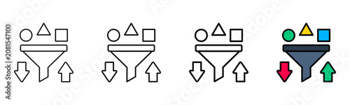 Принти на полотні Sort Icon Different Style Outline Collection Set Vector Illustration