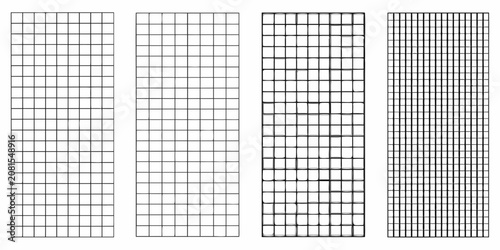 Bild auf Leinwand Square grid pattern progression black lines on white background
