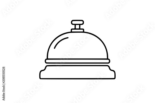 Classic hotel service bell vector icon in simple hand-drawn outline, front desk reception chime illustration for hospitality, concierge, reservation, travel, lodging and customer care