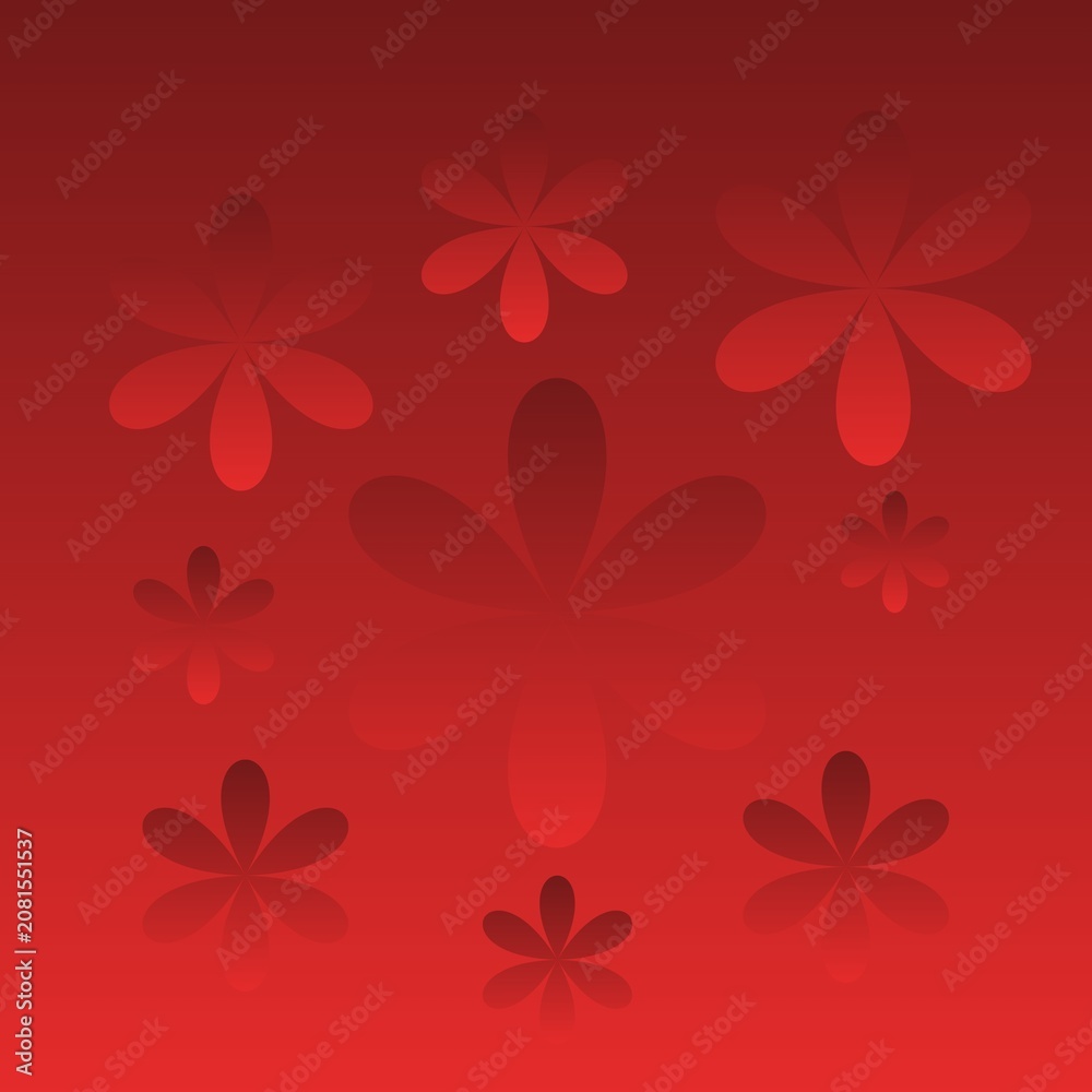 Obraz premium Red Floral Gradient Background, Abstract Flower Pattern with Dark Red Shades, Elegant Valentine Wallpaper, Festive Chinese New Year Backdrop, Modern Vector Design