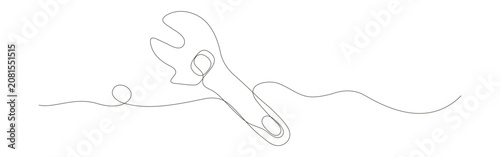 Wrench single line continuous metal adjustable mechanical hand tool.