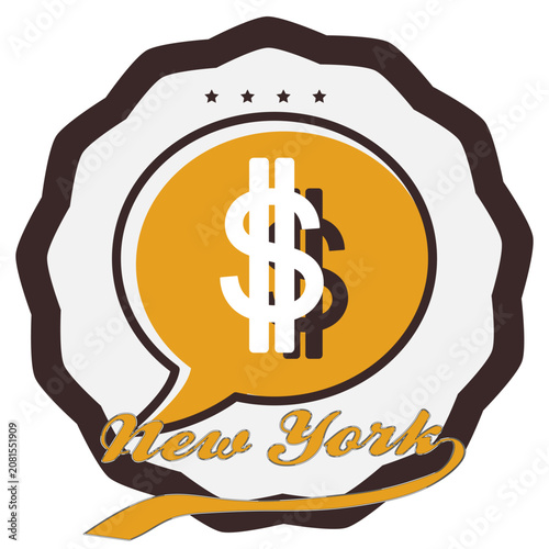 new york t shirt Dollar in speech bubble vector illustration design