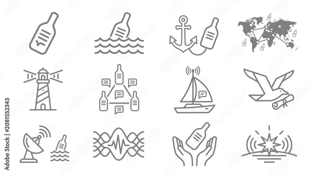 Fototapeta premium Bottle Icon Set Collection.