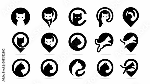 Black and white cat logos.