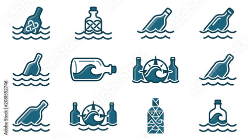 Message in a bottle icons.