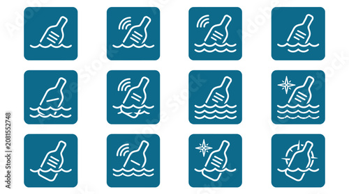 Message in a bottle icons.