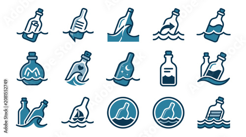 Message in a bottle icons.