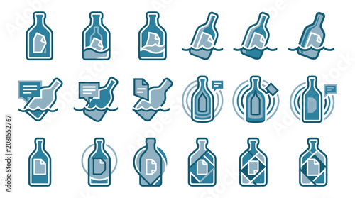 Bilde på lerret Message in a bottle icons.