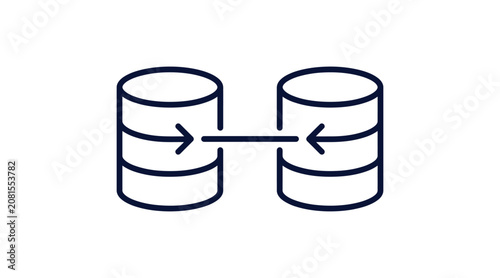 Tableau sur toile Database Synchronization Illustration with Two Cylinders and Arrows