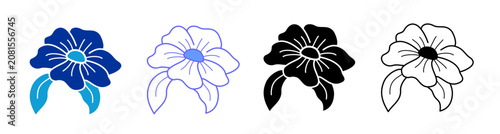 Flower Icon Set Multiple Style