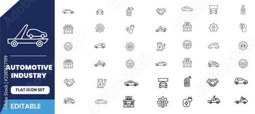 Automotive industry icon set vehicle service repair and technology graphics