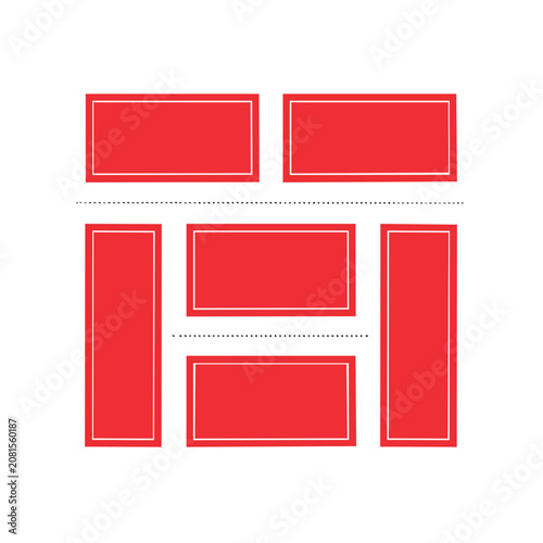 Red Rectangles with White Borders on White Background