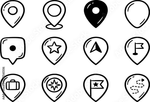 Navigation Map Pin Icons Set