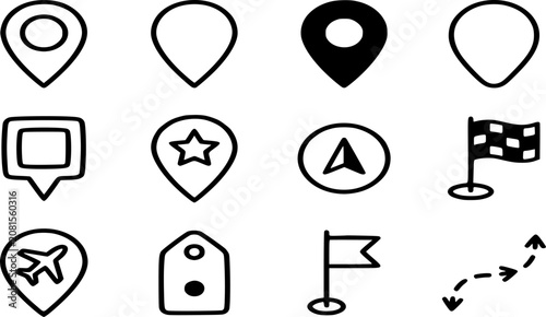 Location Marker Outline Icons Collection