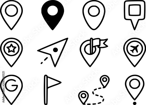 GPS Direction Map Icons Bundle