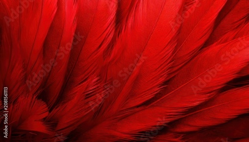 Intense Red Feather Texture - A Captivating Close-Up of Vibrant Plumage.