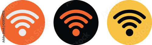 Tableau sur toile WiFi signal icon set, wireless internet, connectivity, network access, digital communication, mobile technology, online connection, interface, hotspot, symbols, networking
