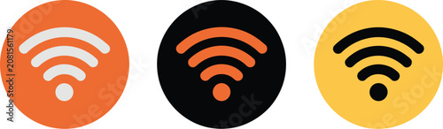Tableau sur toile WiFi signal icon set, wireless network, internet connection, connectivity symbols, online access, mobile communication, technology interface, hotspot, digital services, navigation