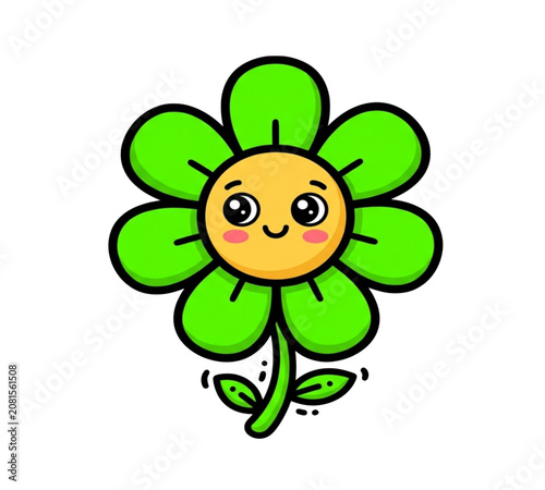 Cute Happy Flower Cartoon Vector