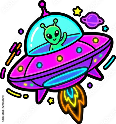 cartoon ufo alien vector 