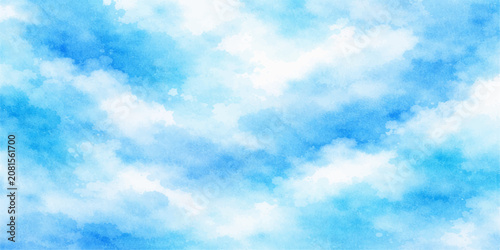 Fotografía Clear Blue Sky with Fluffy White Clouds and Bright Sunlight, Beautiful Summer Cl