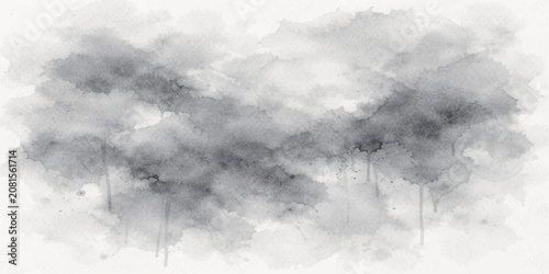 Canvastavla Monochrome storm cloudscape with black and white smoke, dramatic overcast sky, a