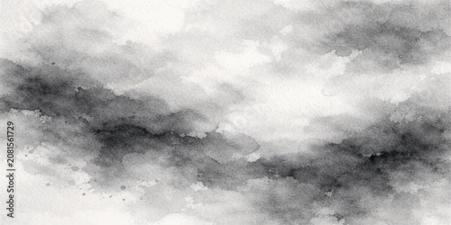 Bild auf Leinwand Dramatic Dark and White Cloudscape in the Sky with Blue and Overcast Weather, Su