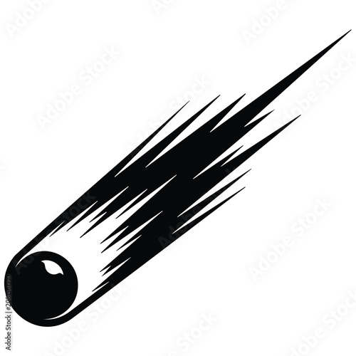 Comet falling from space vector silhouette illustration motion and speed.