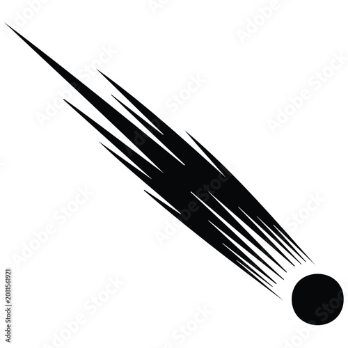 Comet streaking across sky vector silhouette illustration abstract space travel.