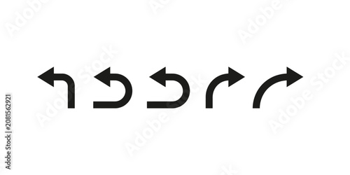 Curved Arrow Icons Set for Undo Redo Left and Right Direction Vector