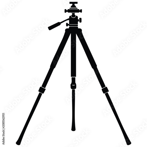 Tripod silhouette illustration for camera and photography, stable base object.