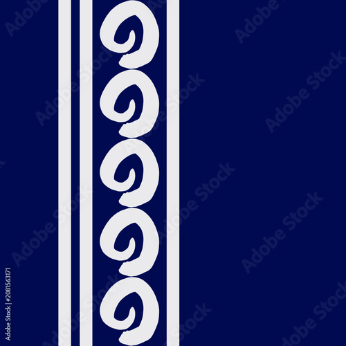 Minimal Thai Inspired Spiral Border Pattern on Blue Background