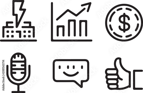 business and finance outline icons