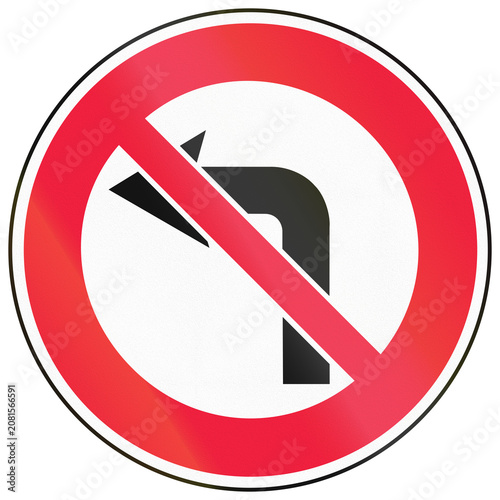 Road sign used in Latvia - No left turn