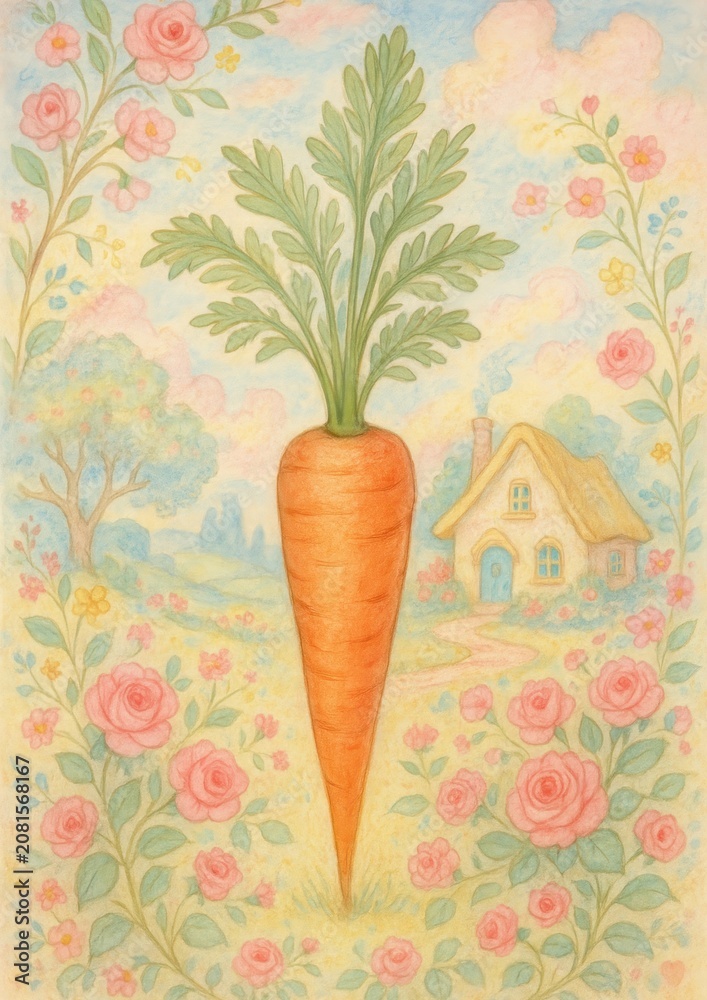 Obraz premium Whimsical carrot garden scene